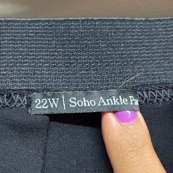 Talbots Soho Ankle Pants Women 22W Black Rayon Stretch Elastic Waist Tapered Leg - Picture 7 of 8